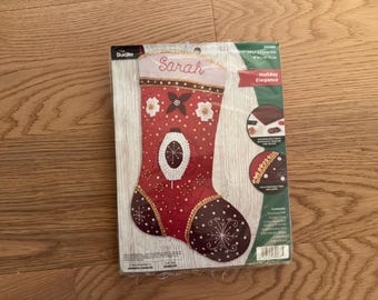 Made to Order Handmade Bucilla Felt Christmas Stocking: Holiday Elegance