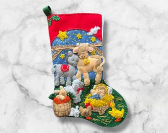 Made to Order Handmade Nativity Christmas Stocking: Personalized Holiday Decor