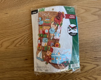 Handmade Bucilla Felt Christmas Stocking: Toyland Treasures