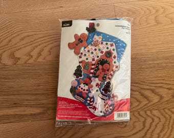 Handmade Bucilla Felt Christmas Stocking: Gingerbread Dreams