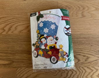 Handmade Personalized Felt Christmas Stocking: Holiday Drive