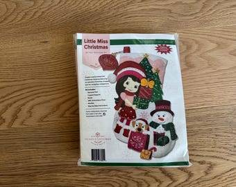 Personalized Felt Christmas Stocking: Little Miss Christmas, Handmade Holiday Decor