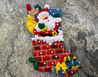 Made to Order Bucilla Christmas Stocking - Jolly Chimney Santa
