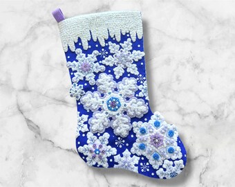 Handmade Sparkle Snowflake Christmas Stocking: Personalized Holiday Decor