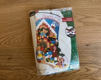 Personalized Felt Christmas Stocking: A Beary Merry Christmas, Handmade