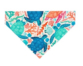 Dog Mom Gift Over the Collar Coral Print Dog Bandana Pet Gift