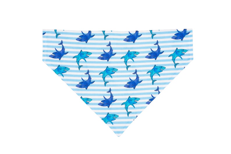 Striped Sharks Bandana Option to Personalize Over the Collar or Tie on
