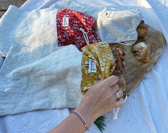 Large linen and liberty bread bag