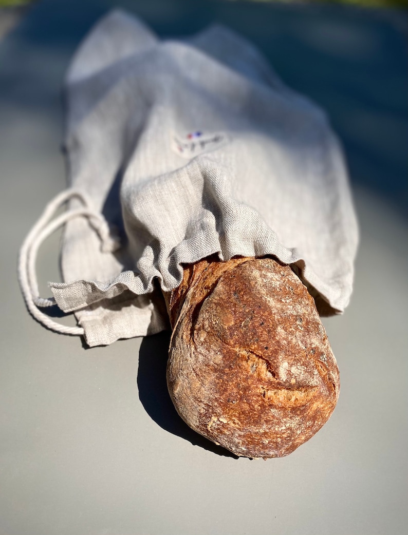 Linen bread bag, Large linen bread bag, linen bag, shopping bag image 3