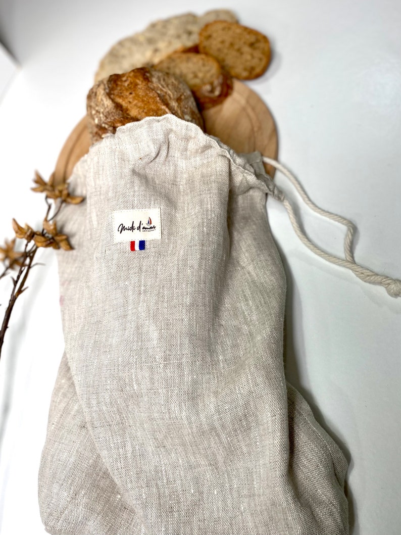 Linen bread bag, Large linen bread bag, linen bag, shopping bag image 7