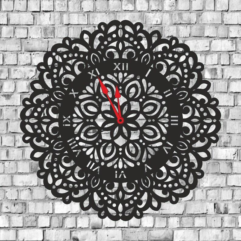 Download Mandala Clock Laser Cut Files Svg Dxf Cdr Vector Plans Files Etsy