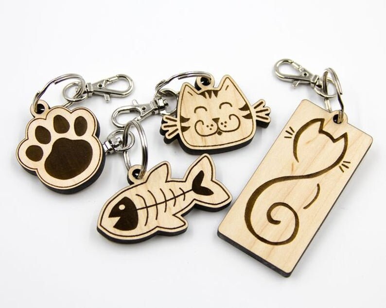 Keychains. Cat. Laser cut Files SVG DXF CDR vector plans Etsy