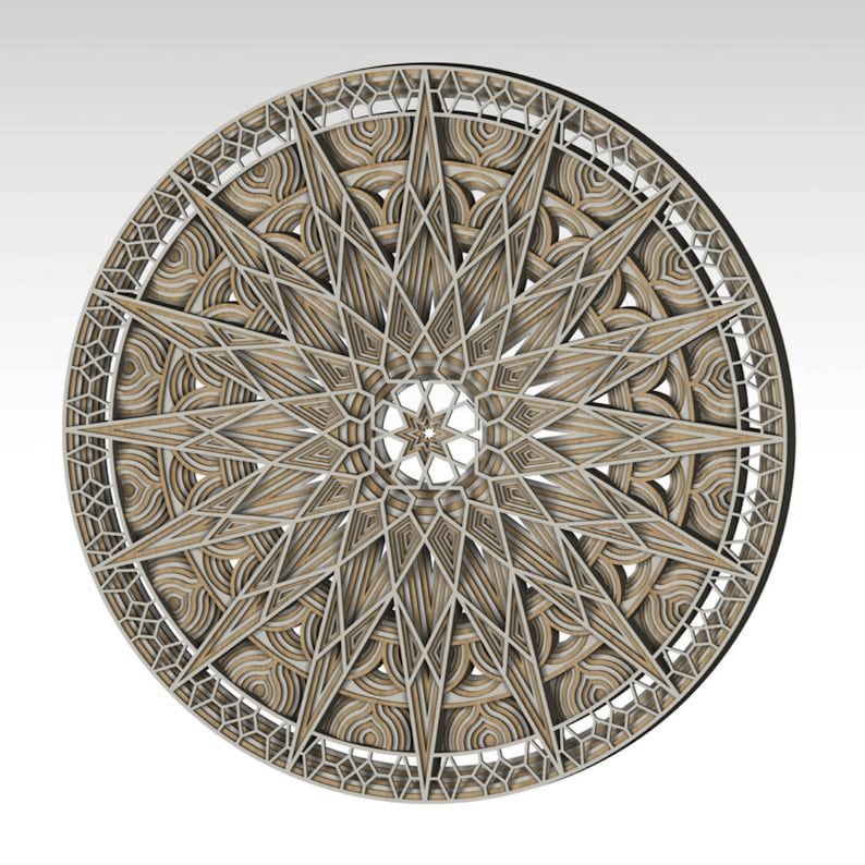 Download Round Panel 3D Mandala. Laser cut files SVG DXF CDR vector ...