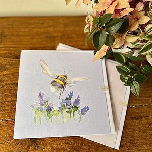 Lavendel Biene handgemachte Karten, Druck von Original Aquarell Malerei