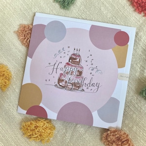 Cartoline fatte a mano per torta di compleanno, stampa di pittura ad acquerello originale