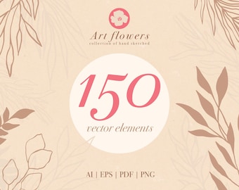 Vector elements, Art flowers collection, Clip art, PNG fails, Vector clipart