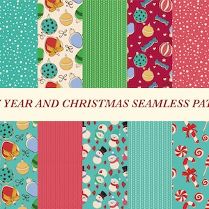 Cute Christmas Digital Paper, Christmas Pattern, Cute Holiday Seamless Patterns, Holiday Graphic Pack