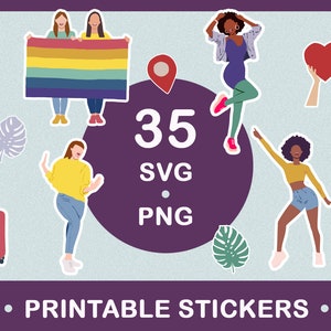 35 Printable stickers / Vector files / Clipart art /  Illustrations