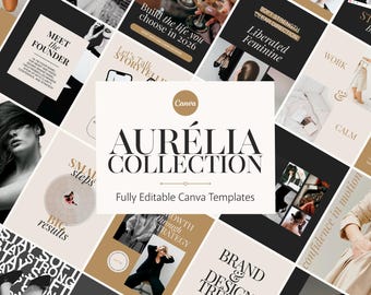 AURÉLIA Canva Templates | Elegant Instagram Branding Kit | Neutral Minimal Social Media Pack