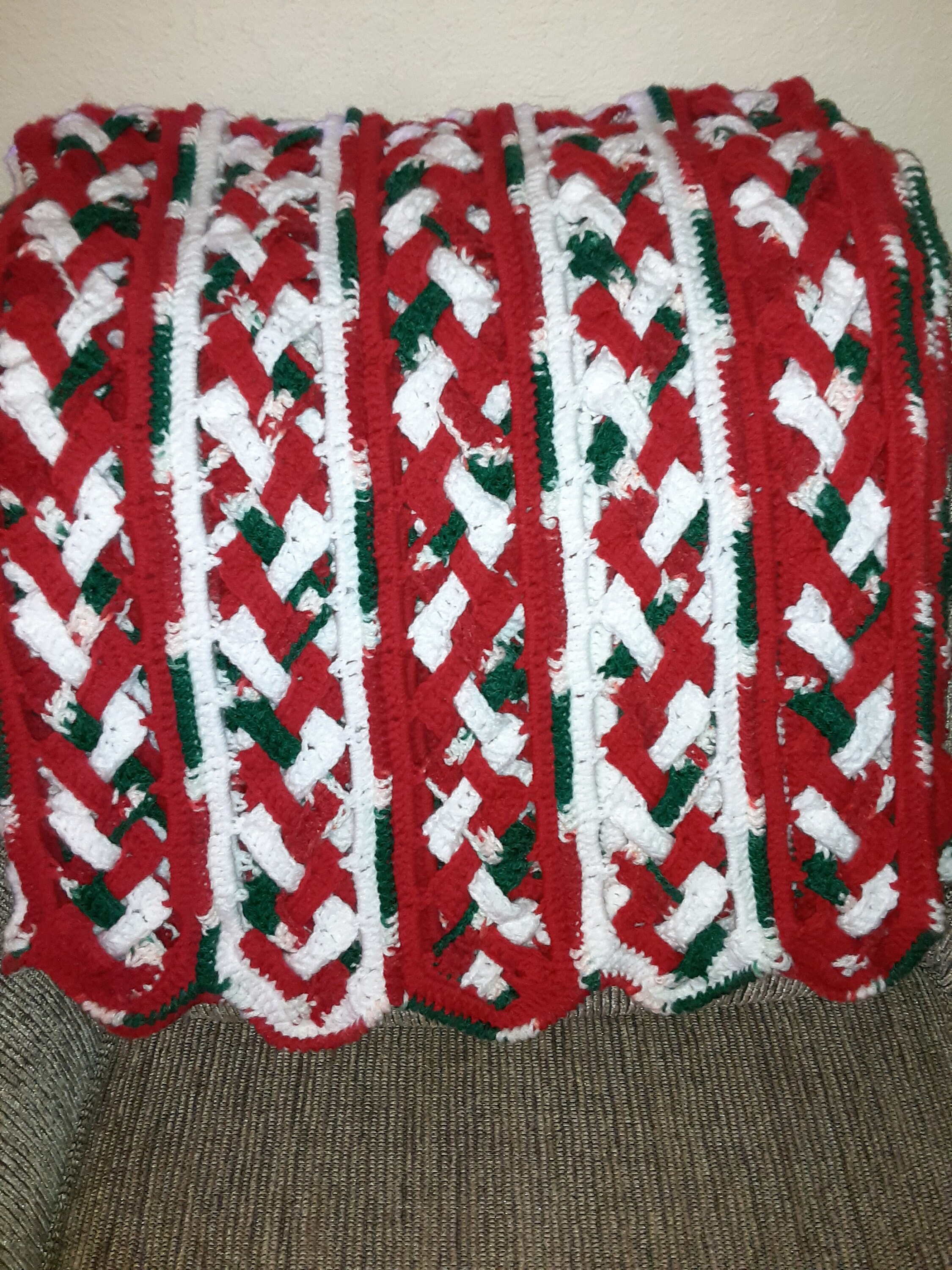 Christmas Crocheted Braided Afghan Christmas Bedding Afghan. Etsy