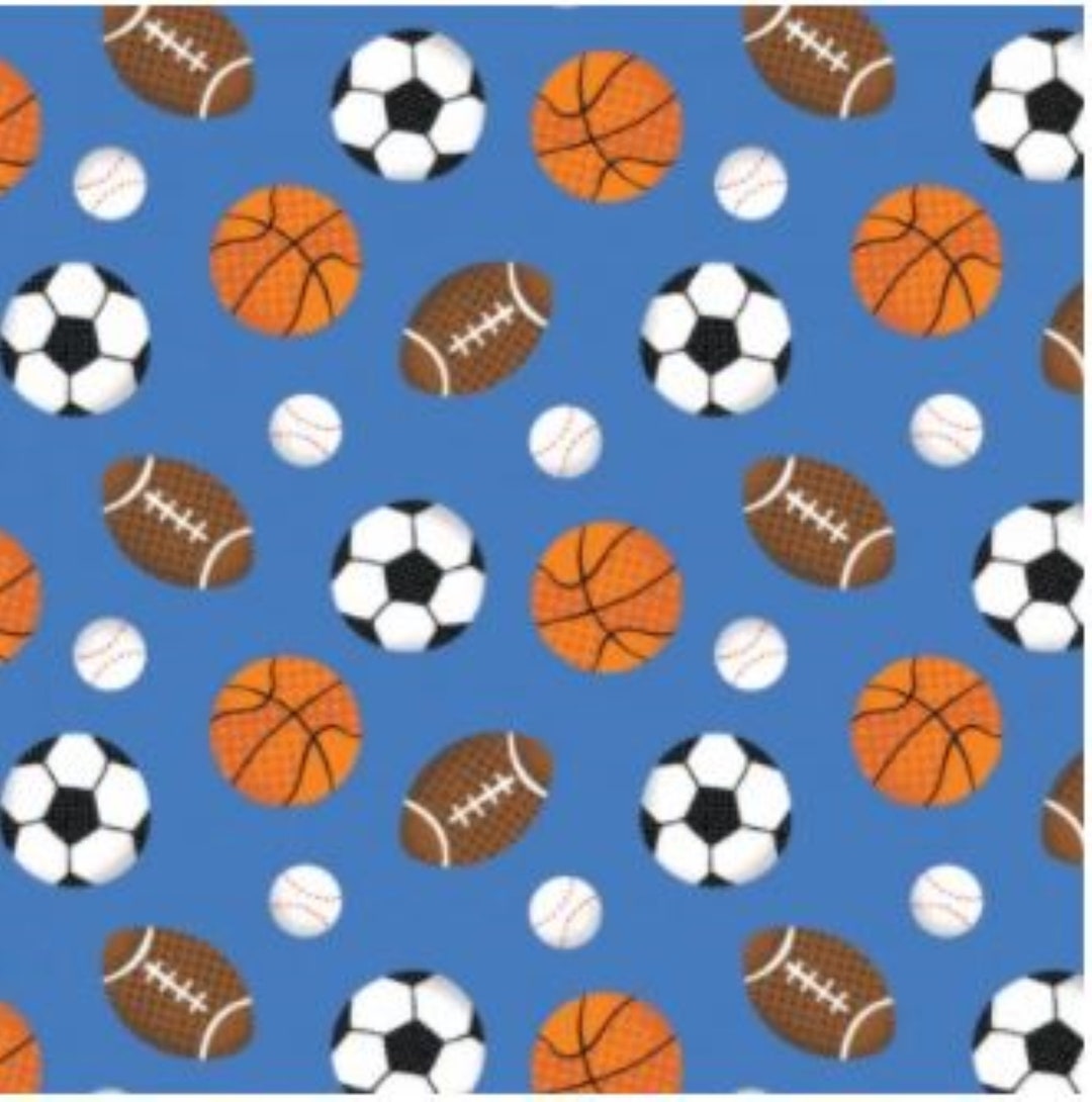 Asst Cotton Fabric Tossed Balls Blue From Camelot Fabrics All Star ...