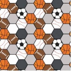 All Star Sports Gray Cotton Fabric from Camelot Fabrics All Star Sports Collection