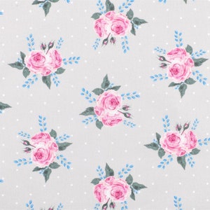 Cotton Fabric - Chic Countryside Collection by Véronique Requena - Roses in Beige