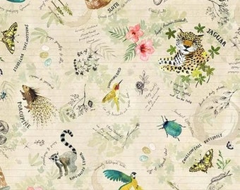 Cotton Fabric Wild Kingdom Beige by Michael Miller