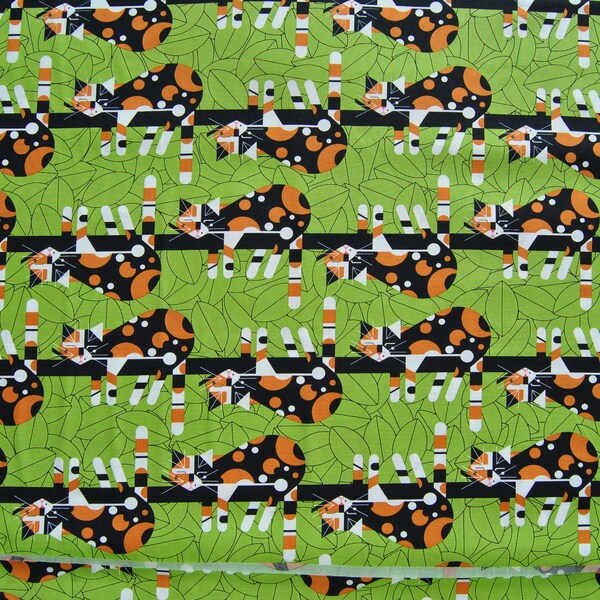 Organic Cotton Fabric Limp on a Limb from Birch Organic Fabric Collection Charley Harper Cats and Raccs