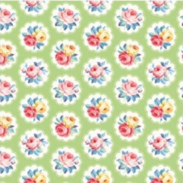 Tela de algodón floral Sunlight Days Mint de Michael Miller Country Cottage Collection