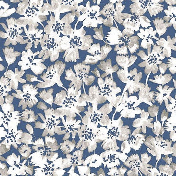 Tissu Coton Michael Miller Collection Flora Bella FLOWER FANCY DENIM