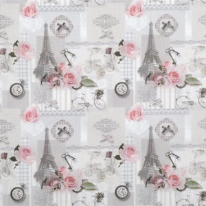 100% Cotton Fabric Le Paris Retro Stof France