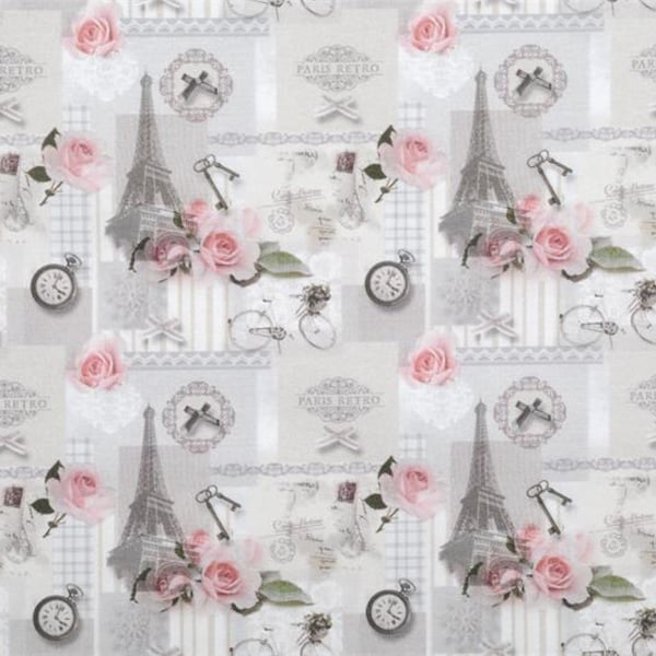 Deux Coupons De Tissu Vintage Paris Années 50-60 - Motif Graphique Horizon, Occasion