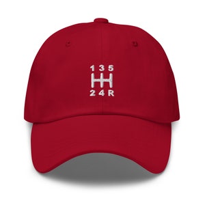 5-Speed Manual Transmission Stick Shift Dad Hat Cranberry