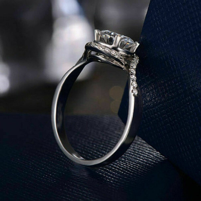 Solitaire Bypass RingHalo Engagement RingWedding Bridal RingsProposal RingGift For Her2.50 CT Round Diamond925 Silver14K White Gold
