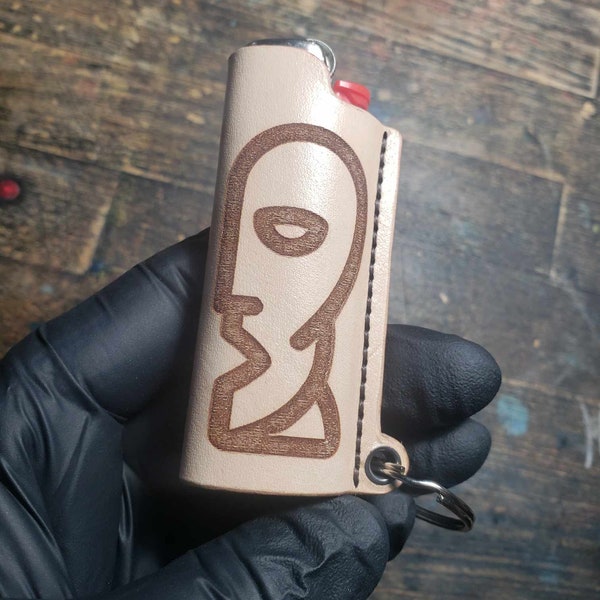 Leather Lighter Sleeve "The Division Bell / Easter Island" Inspired