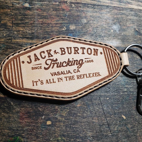 JACK BURTON TRUCKING - "Big Trouble in Little China" Inspired Key Fob - Hand Stitched Leather - Upcycled - Keychain