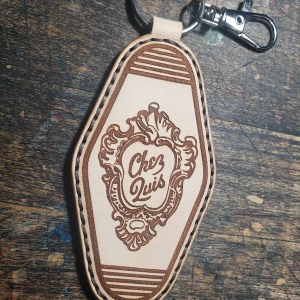 CHEZ LUIS "Ferris Bueller" Inspired Key Fob - Hand Stitched Leather - Upcycled - Keychain