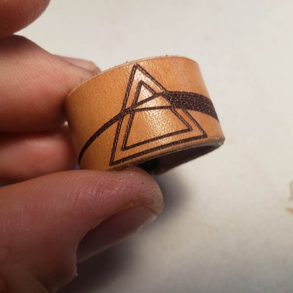 Pink Floyd Inspired DSOTM (Vintage Style) Leather Ring - Hand Stitched - Upcycled Material- Keychain- Prism