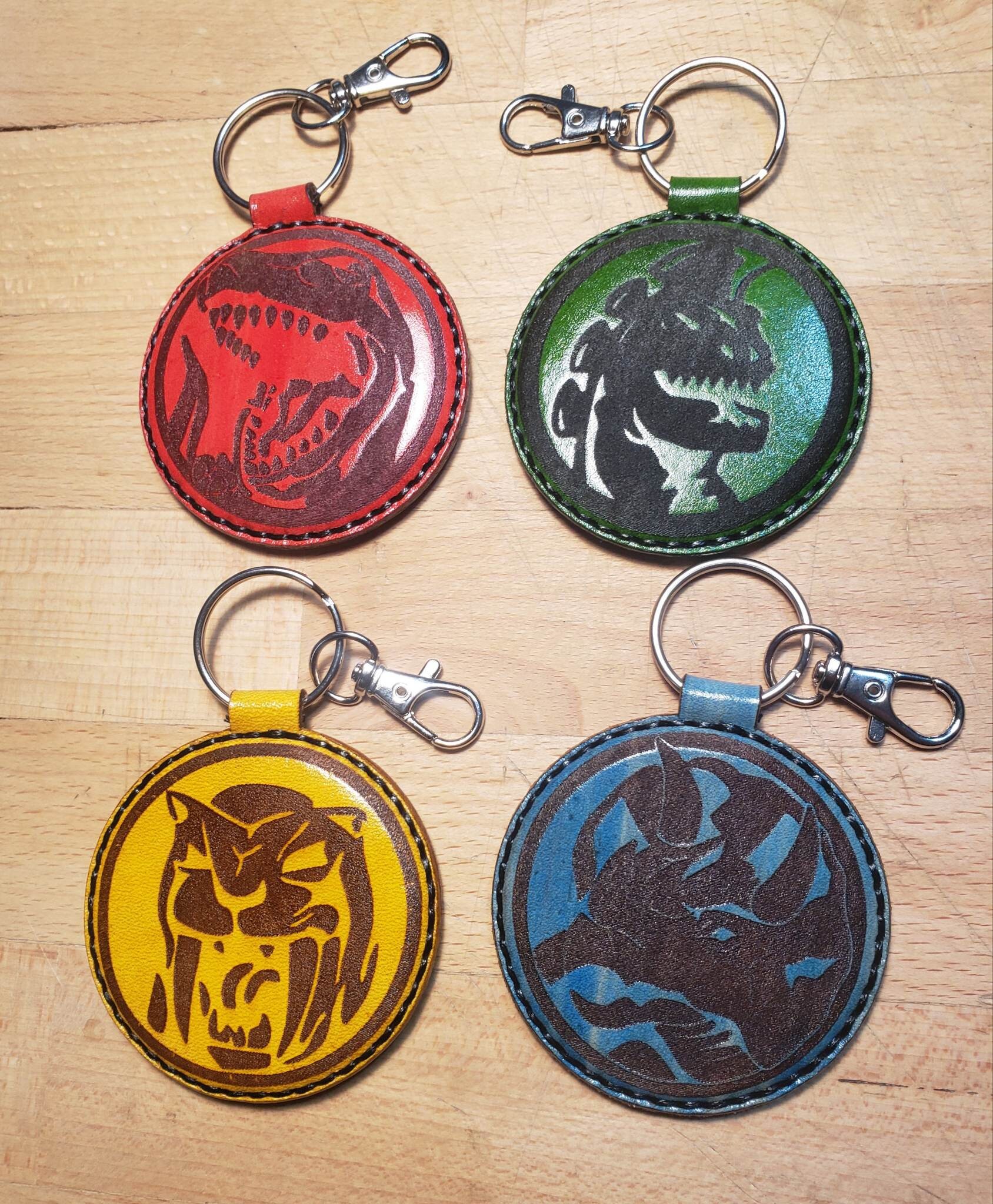 POWER RANGERS vintage Style Leather Key Fob Hand Stitched - Etsy