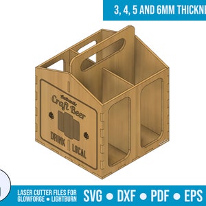 Crowler Beer Caddy Laser Cut Vector Bestanden SVG DXF PDF Ai | Glowforge | Lichtverbranding