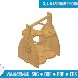 Wijndrager lasergesneden vectorbestanden SVG DXF PDF Ai | Glowforge | Brandwonden