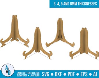 Easels 4-Pack Laser Cut Vector Files SVG DXF PDF Ai | Glowforge | Lightburn