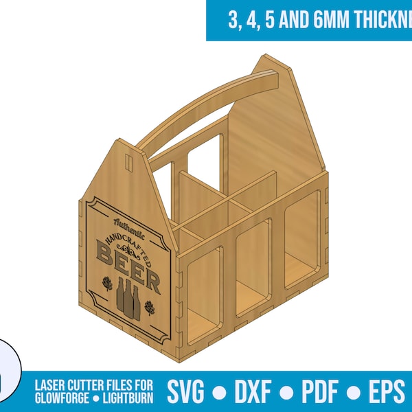 Beer Caddy Laser Cut Vector Files SVG DXF PDF Ai | | Glowforge Brûlure de lumière