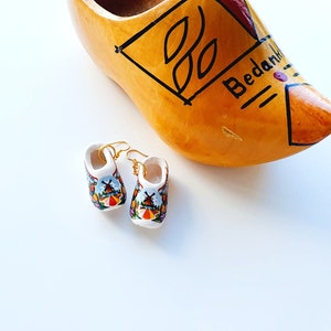 Dutch Clog Earrings, Netherlands Holland Dutch Earrings, Travel Souvenir Earrings, Ceramic Earrings, Quirky Earrings, Delft Blue Earrings