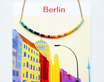 Berlijn sieraden, reizen geïnspireerde sieraden, cadeau voor reisliefhebber, kralen ketting, Berlijn cadeau voor haar, Duitse sieraden, stad kettingen zilver