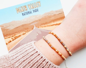 Death Valley National Park Bracelet, Adjustable Bracelet with Seed Beads, National Park Gift, Nature Inspired Jewelry, Natural Tone Bracelet