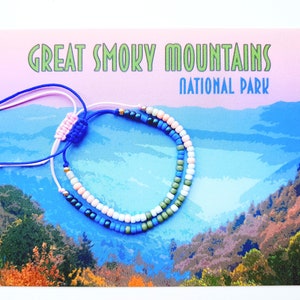 Great Smoky Mountains National Park Bracelet, Adjustable Bead Bracelet with Seed Beads, National Parks Gift for Her, Nature Inspired Jewelry