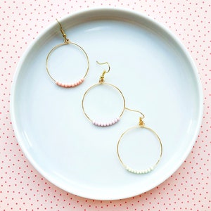 Customized Hoop Earrings, Oversize Gold Hoops, Thin Silver Hoop Earrings, Minimalist Hoop with Bead, Simple Beaded Hoop Earring Personalized