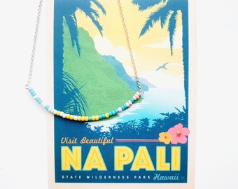 Na Pali Hawaii Sieraden, Nationaal Park Ketting Kleurrijk, Natuurliefhebber Cadeau, Natuur geïnspireerde sieraden, Natuurcadeau voor liefhebbers van nationale parken